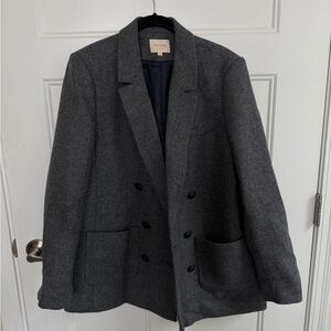 Sezane Gray Double-Breasted Blazer